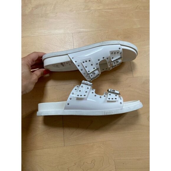 VINCE Camuto "Pavey" 2-band studded slide sandals Women size 8 Buckles - Picture 3 of 8